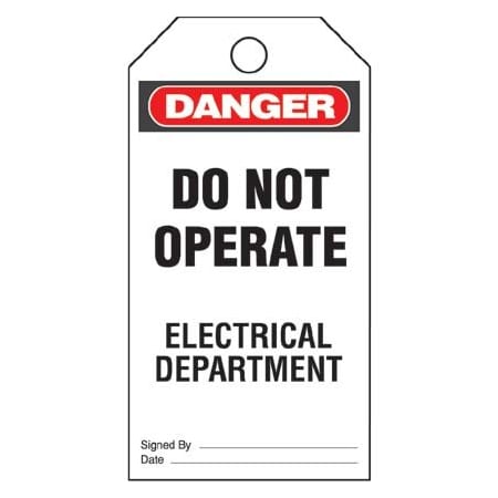 Panduit Safety Tag, Vinyl, 3in Width, 5.75in Height PVT-43